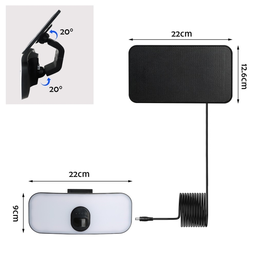 LED Solární nástěnné svítidlo se senzorem LED/13W/3,7V 4000K IP65