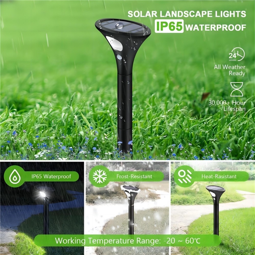 LED Solární lampa se senzorem LED/1W/3,7V 6000K IP65 1500 mAh