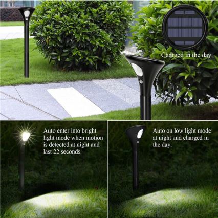 LED Solární lampa se senzorem LED/1W/3,7V 6000K IP65 1500 mAh