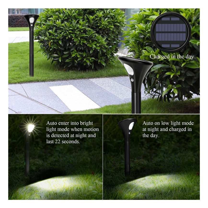 LED Solární lampa se senzorem LED/1W/3,7V 6000K IP65 1500 mAh