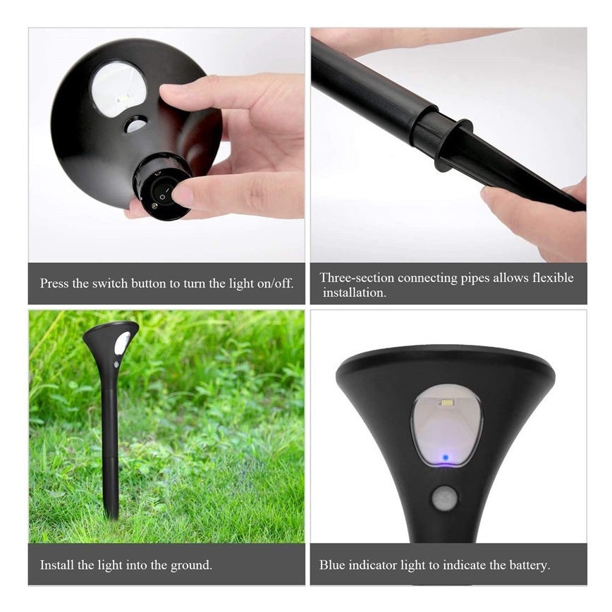 LED Solární lampa se senzorem LED/1W/3,7V 6000K IP65 1500 mAh