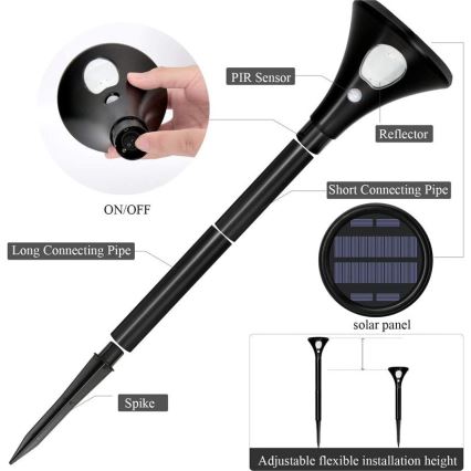 LED Solární lampa se senzorem LED/1W/3,7V 6000K IP65 1500 mAh