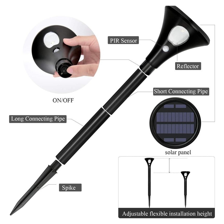 LED Solární lampa se senzorem LED/1W/3,7V 6000K IP65 1500 mAh