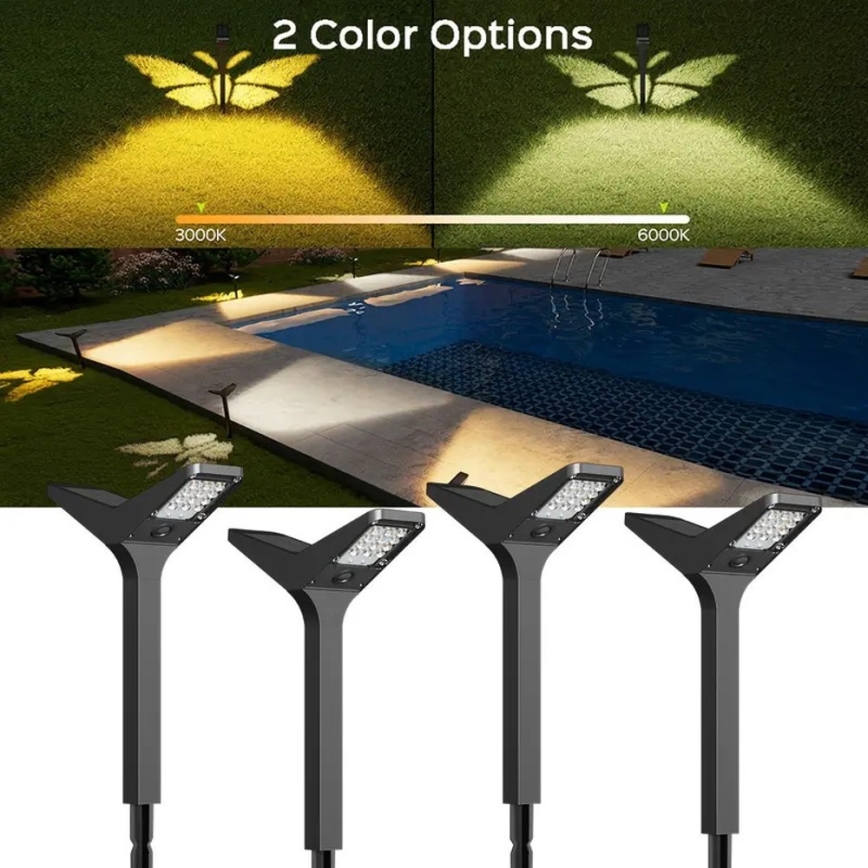LED Solární lampa se senzorem SUN BUTTERFLY LED/1,5W/3,7V 3000/6000K IP65 1500 mAh