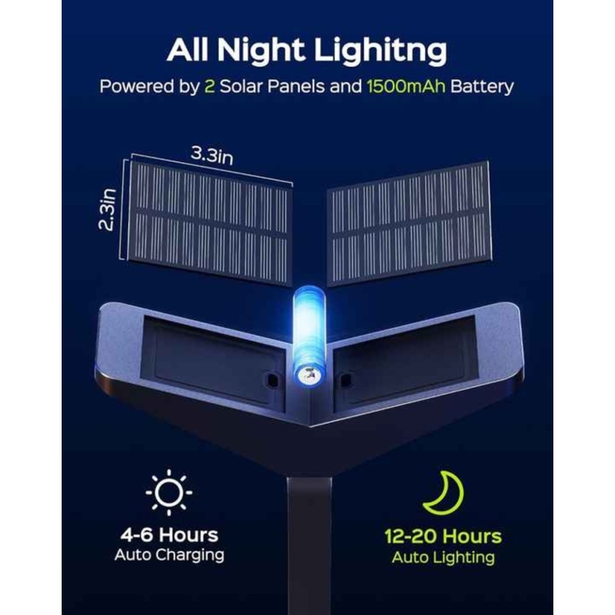 LED Solární lampa se senzorem SUN BUTTERFLY LED/1,5W/3,7V 3000/6000K IP65 1500 mAh