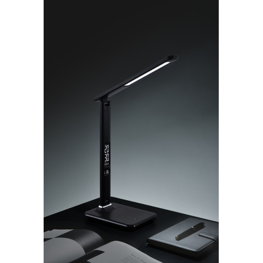 LED Stmívatelná stolní lampa s displejem LED/9W/230V/12V černá