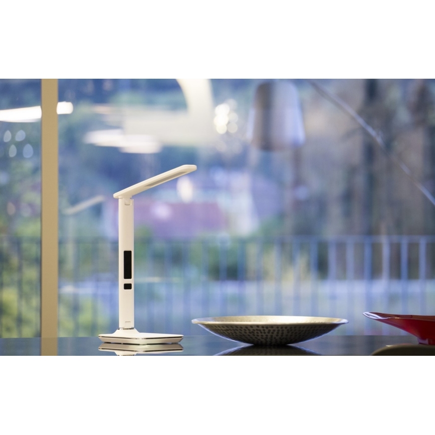 LED Stolní lampa s displejem LED/9W/230V bílá