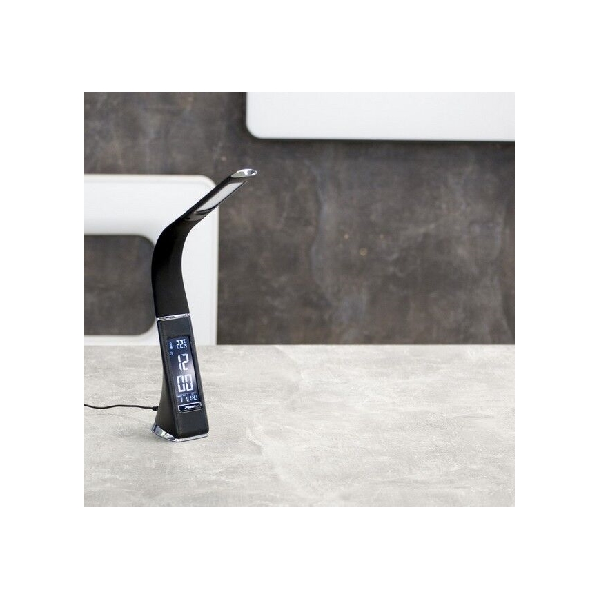 LED Stolní lampa stmívatelná s displejem LED/6,5W/5V černá
