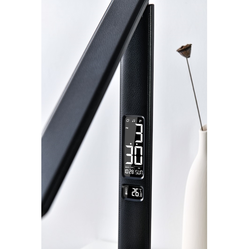 LED Stmívatelná stolní lampa s bezdrátovým nabíjením QI a USB KINGFISHER LED/8,5W/230V černá