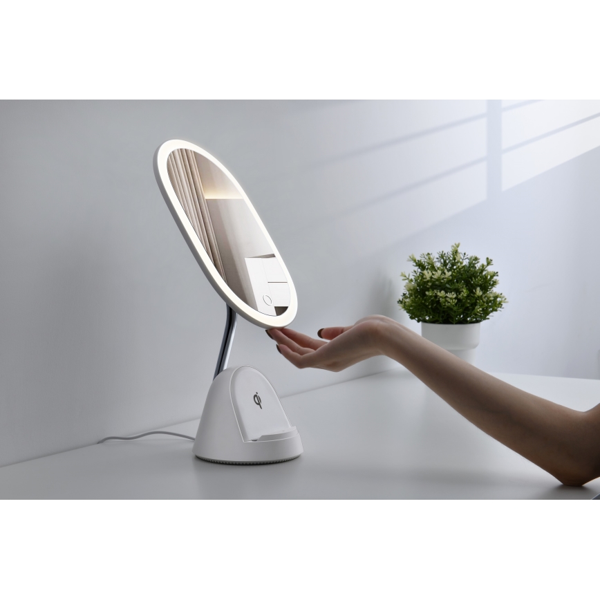 LED Stmívatelné kosmetické zrcátko s bezdrátovým nabíjením LED/18W/230V