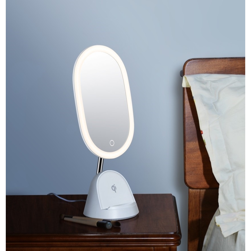 LED Stmívatelné kosmetické zrcátko s bezdrátovým nabíjením LED/18W/230V