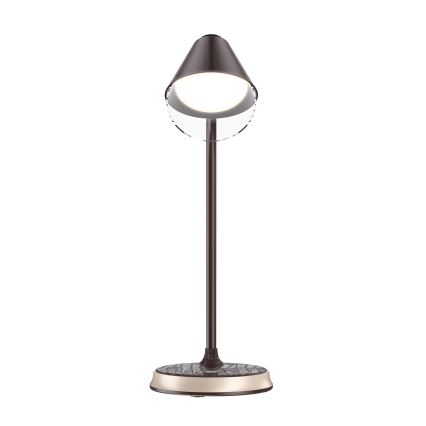 LED Stmívatelná stolní lampa s bezdrátovým nabíjením FINCH LED/9W/12/230V hnědá/zlatá