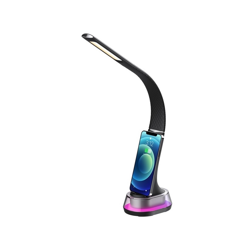 LED RGB Stmívatelná stolní lampa s bezdrátovým nabíjením CORELLA LED/7W/12/230V černá