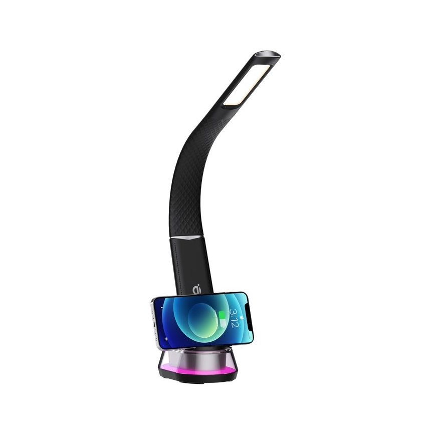 LED RGB Stmívatelná stolní lampa s bezdrátovým nabíjením CORELLA LED/7W/12/230V černá