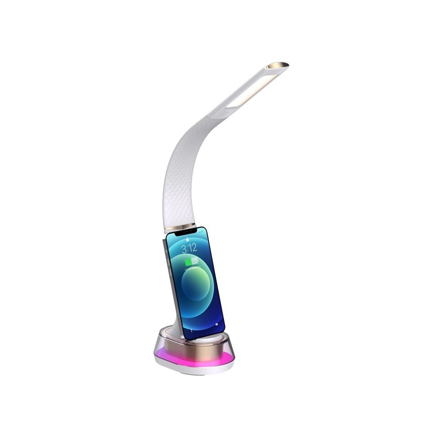 LED RGB Stmívatelná stolní lampa s bezdrátovým nabíjením CORELLA LED/7W/12/230V bílá