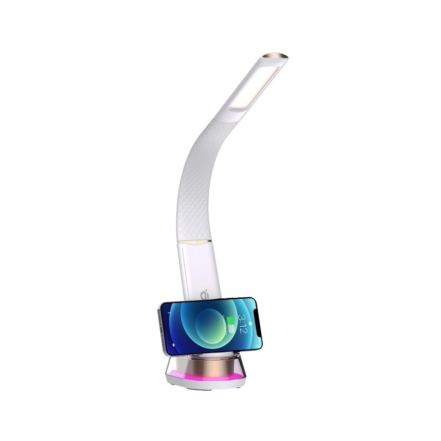 LED RGB Stmívatelná stolní lampa s bezdrátovým nabíjením CORELLA LED/7W/12/230V bílá