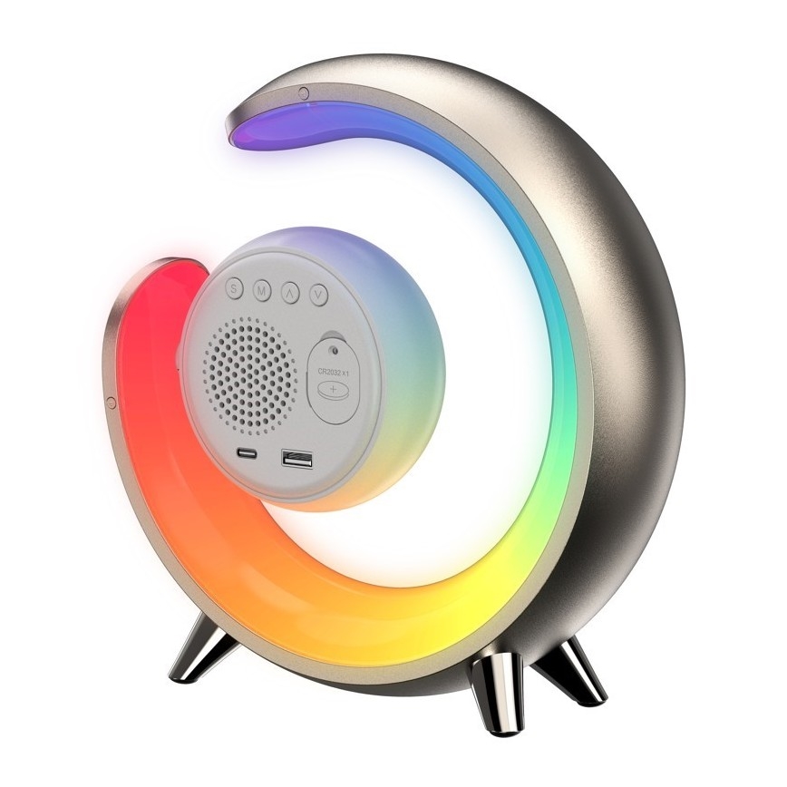 LED RGBW Stmívatelná stolní lampa s budíkem PEACOCK LED/20W/5V USB