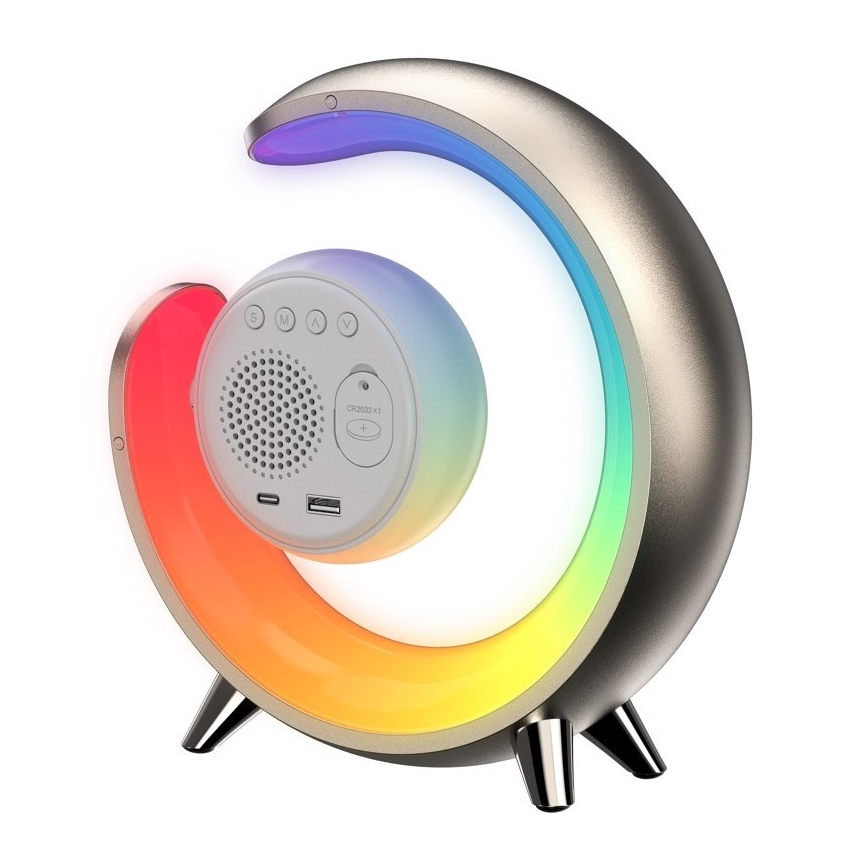 LED RGBW Stmívatelná stolní lampa s budíkem PEACOCK LED/20W/5V USB