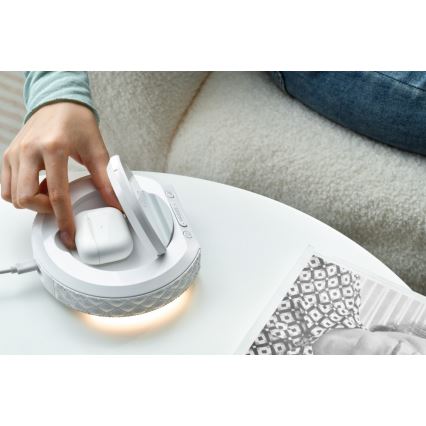 Budík s LCD displejem a bezdrátovou Qi nabíječkou 27W/9V 220 mAh bílá