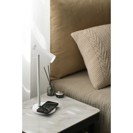 LED Stmívatelná stolní lampa s bezdrátovým Qi nabíjením TIT LED/12W/230V bílá
