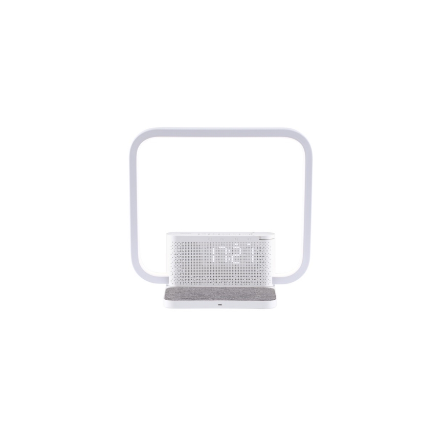 LED Stmívatelná stolní lampa s budíkem a Qi nabíjením LED/18W/230V bílá