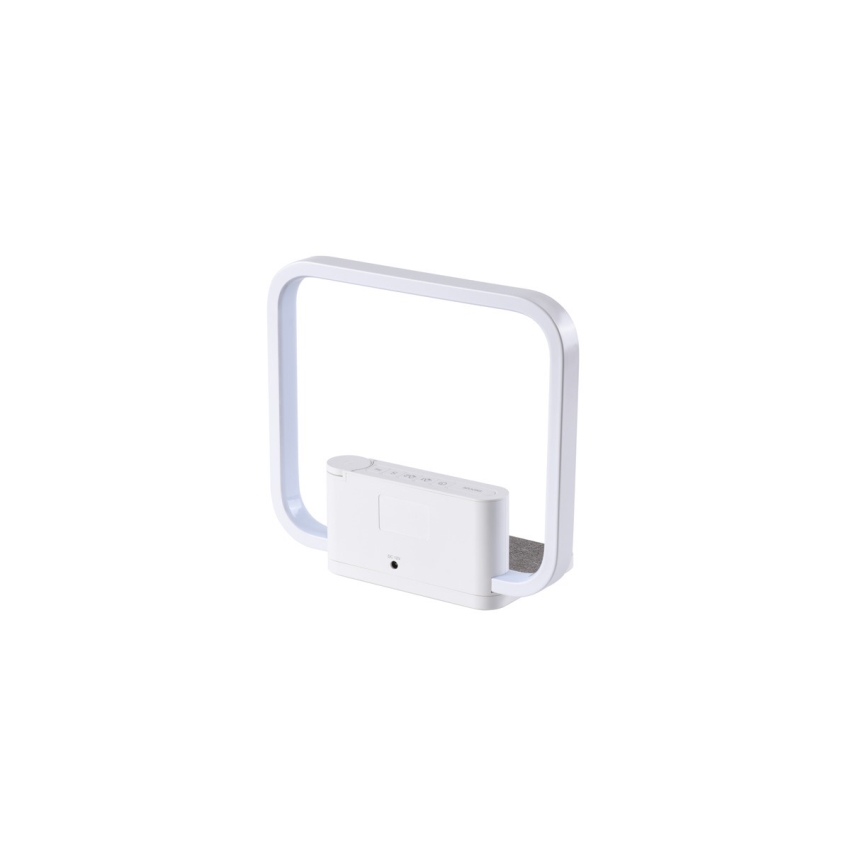 LED Stmívatelná stolní lampa s budíkem a Qi nabíjením LED/18W/230V bílá