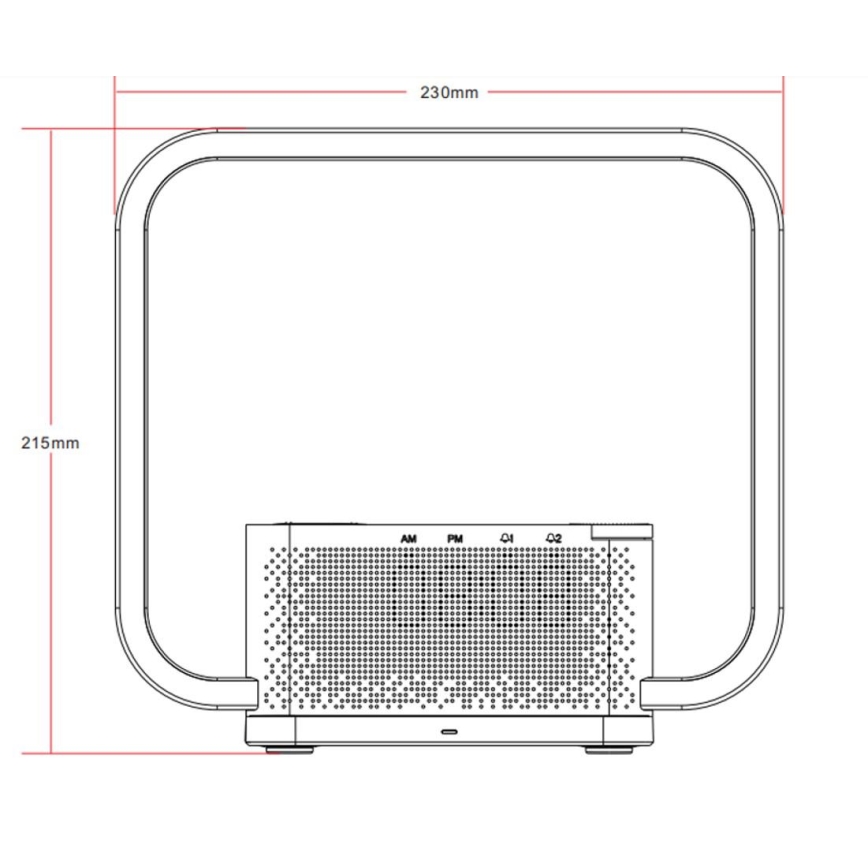 LED Stmívatelná stolní lampa s budíkem a Qi nabíjením LED/18W/230V bílá