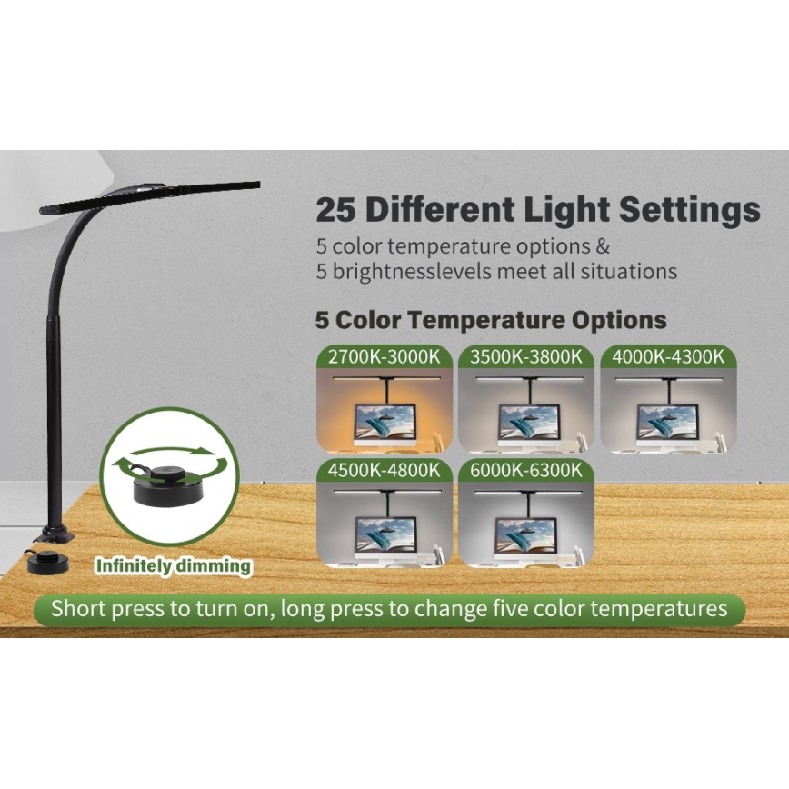 LED Flexibilní stmívatelné osvětlení monitoru OFFICE LED/24W/230V 2700-6300K CRI 95