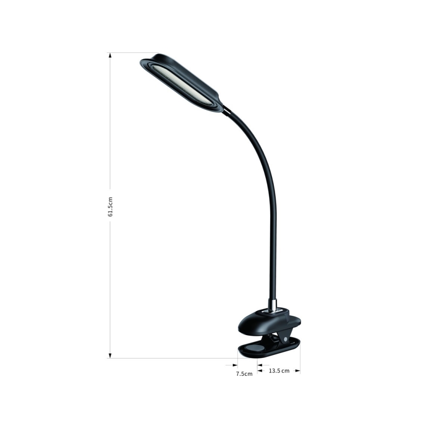 LED+CCT Stmívatelná stolní lampa s klipem CLIP LED/7,5W/230V 3000/4200/5000K černá