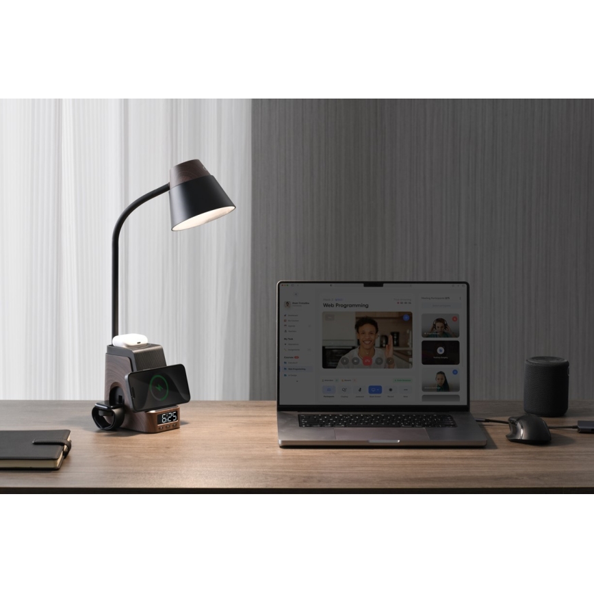 LED+CCT Stmívatelná stolní lampa s bezdrátovým nabíjením QI IDEAL LED/8W/230V 2700/4000/5000K hnědá