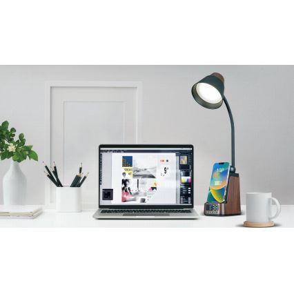 LED+CCT Stmívatelná stolní lampa s bezdrátovým nabíjením QI IDEAL LED/8W/230V 2700/4000/5000K hnědá