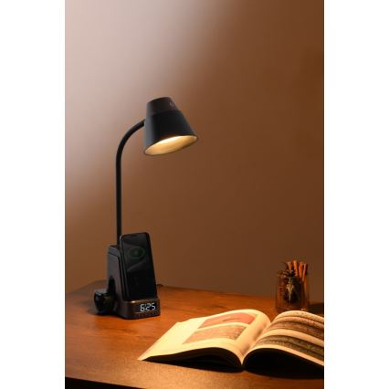 LED+CCT Stmívatelná stolní lampa s bezdrátovým nabíjením QI IDEAL LED/8W/230V 2700/4000/5000K hnědá