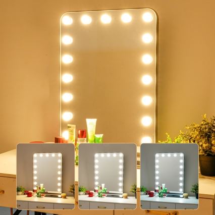 LED Stmívatelné make-up zrcadlo HOLLYWOOD LED/18W/230V 3000/4200/6000K šedá