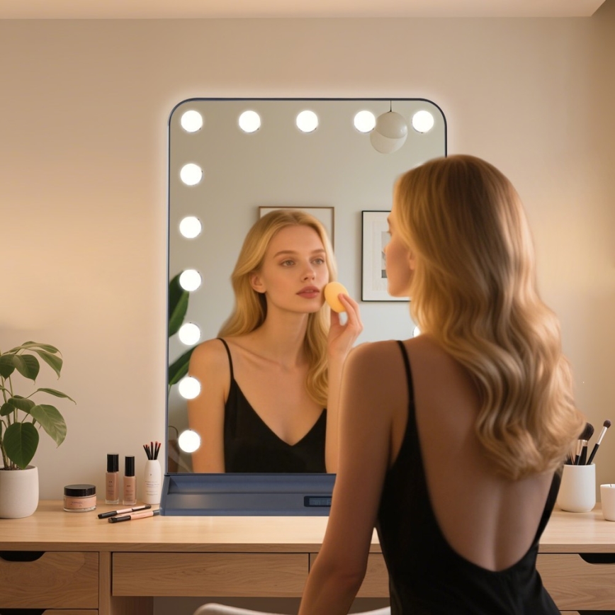 LED Stmívatelné make-up zrcadlo HOLLYWOOD LED/18W/230V 3000/4200/6000K šedá