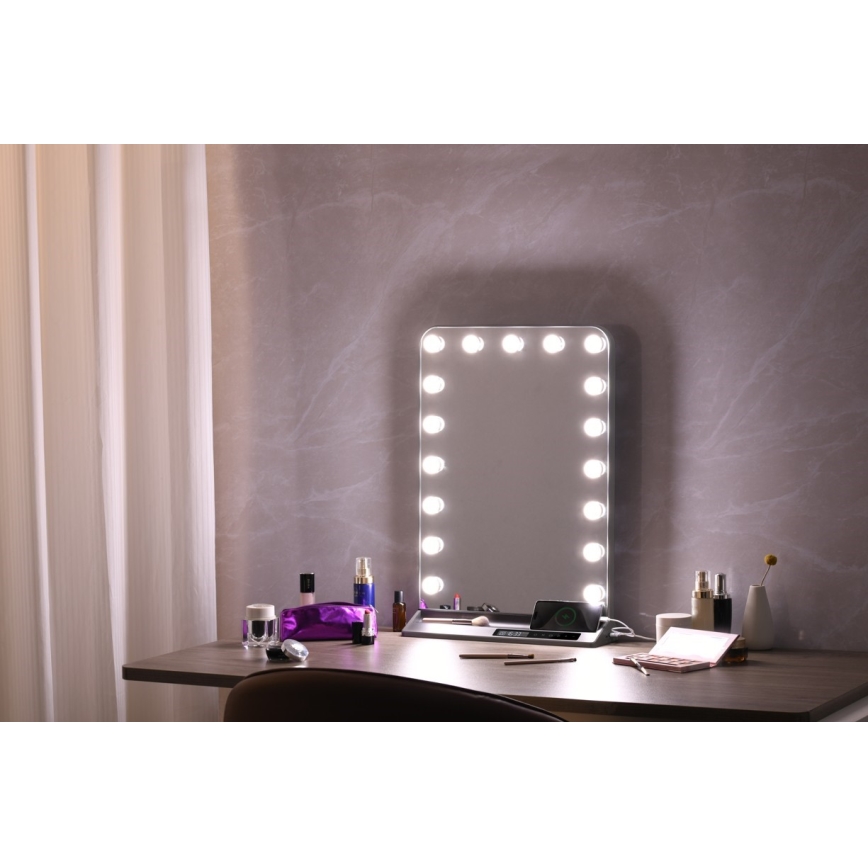 LED Stmívatelné make-up zrcadlo HOLLYWOOD LED/18W/230V 3000/4200/6000K šedá