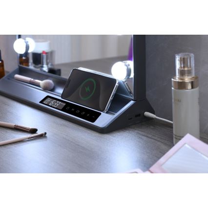 LED Stmívatelné make-up zrcadlo HOLLYWOOD LED/18W/230V 3000/4200/6000K šedá