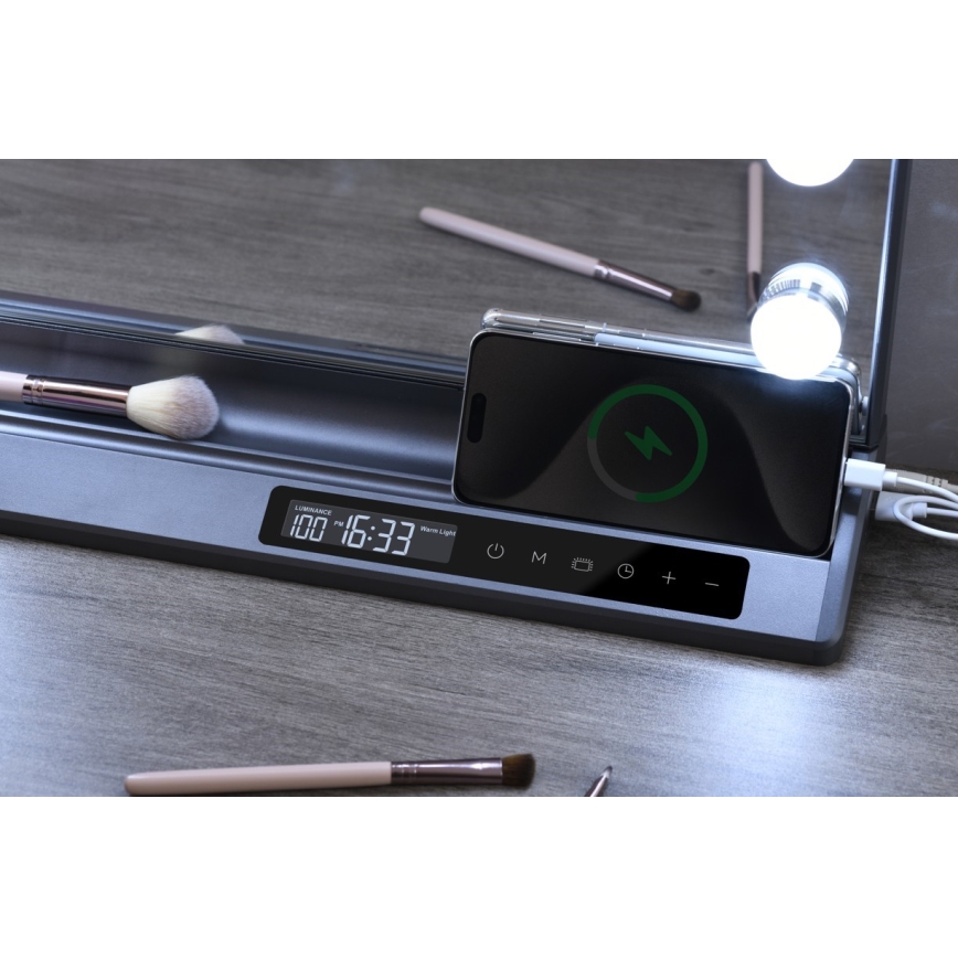 LED Stmívatelné make-up zrcadlo HOLLYWOOD LED/18W/230V 3000/4200/6000K šedá