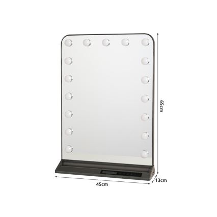 LED Stmívatelné make-up zrcadlo HOLLYWOOD LED/18W/230V 3000/4200/6000K šedá