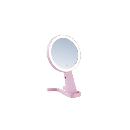 Immax 09102L - LED+CCT Stmívatelné kosmetické zrcátko SWEET LED/3W/5V růžová
