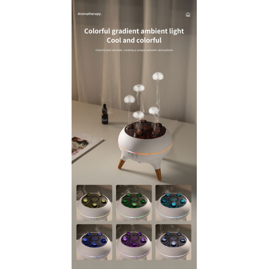 Immax 09104L - Aroma difusér a zvlhčovač vzduchu JELLYFISH LED/11W/5V