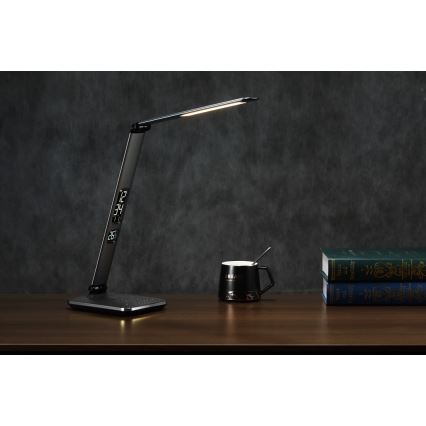 LED Stmívatelná stolní lampa LED/8,5W/230V s bezdrátovým nabíjením stříbrná