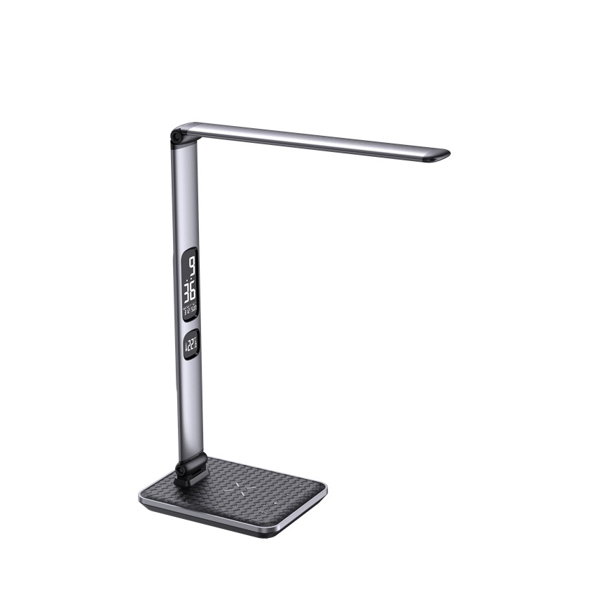 LED Stmívatelná stolní lampa LED/8,5W/230V s bezdrátovým nabíjením stříbrná