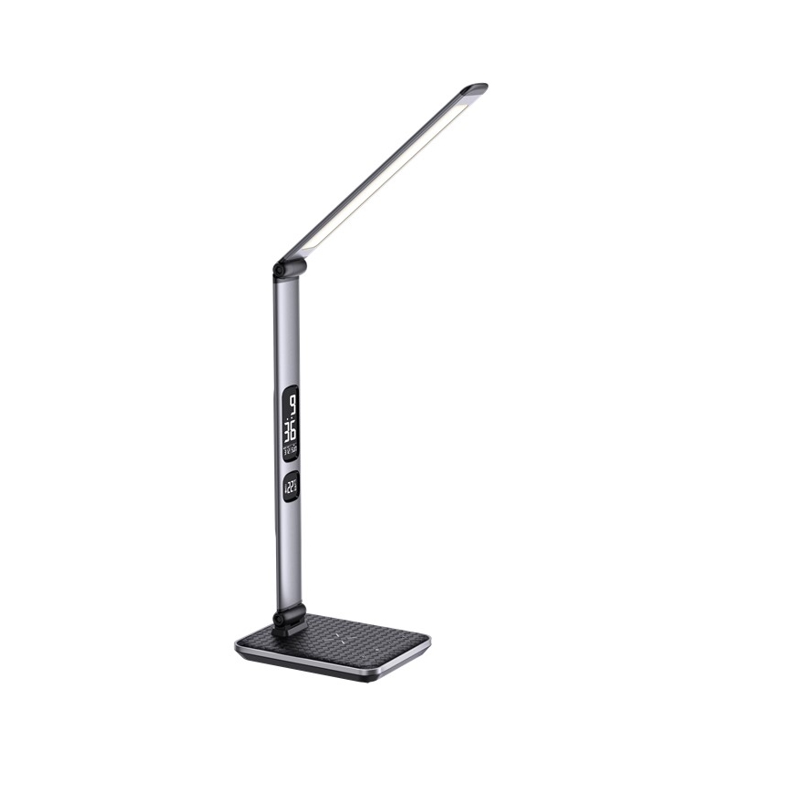 LED Stmívatelná stolní lampa LED/8,5W/230V s bezdrátovým nabíjením stříbrná