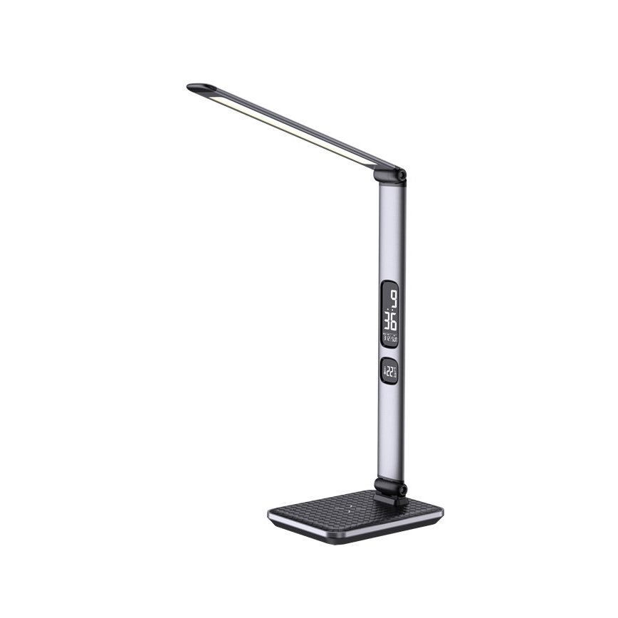 LED Stmívatelná stolní lampa LED/8,5W/230V s bezdrátovým nabíjením stříbrná