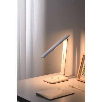 LED Stmívatelná stolní lampa s bezdrátovým nabíjením QI a USB LUMI LED/7W/230V bílá
