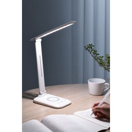LED Stmívatelná stolní lampa s bezdrátovým nabíjením QI a USB LUMI LED/7W/230V bílá