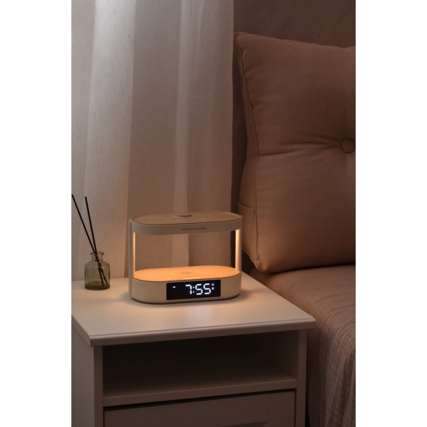 LED Stmívatelná stolní lampa s budíkem a nabíjením TRIPLE DOCK LED/1,5W/5V
