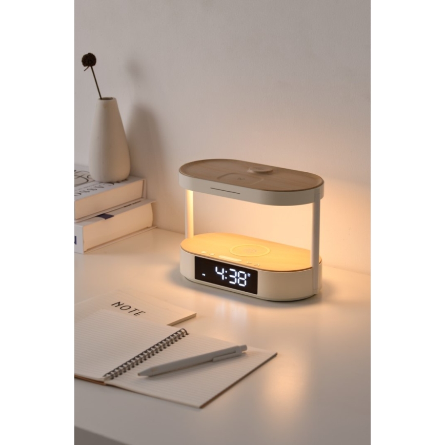 LED Stmívatelná stolní lampa s budíkem a nabíjením TRIPLE DOCK LED/1,5W/5V