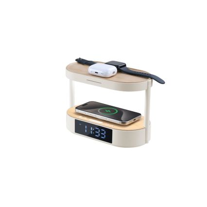 LED Stmívatelná stolní lampa s budíkem a nabíjením TRIPLE DOCK LED/1,5W/5V
