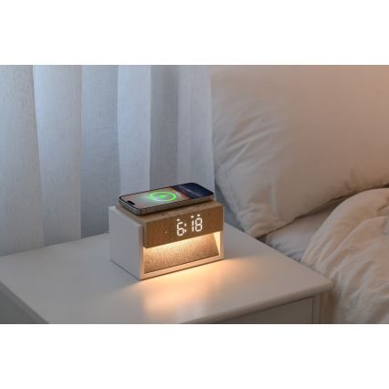 LED Stolní lampa s budíkem a nabíjením CALM LED/1,2W/5V